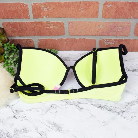 Victoria's Secret Colorblock Fabulous Top Blue/Gray Neon Yellow Bikini Top 34D - Picture 3 of 4